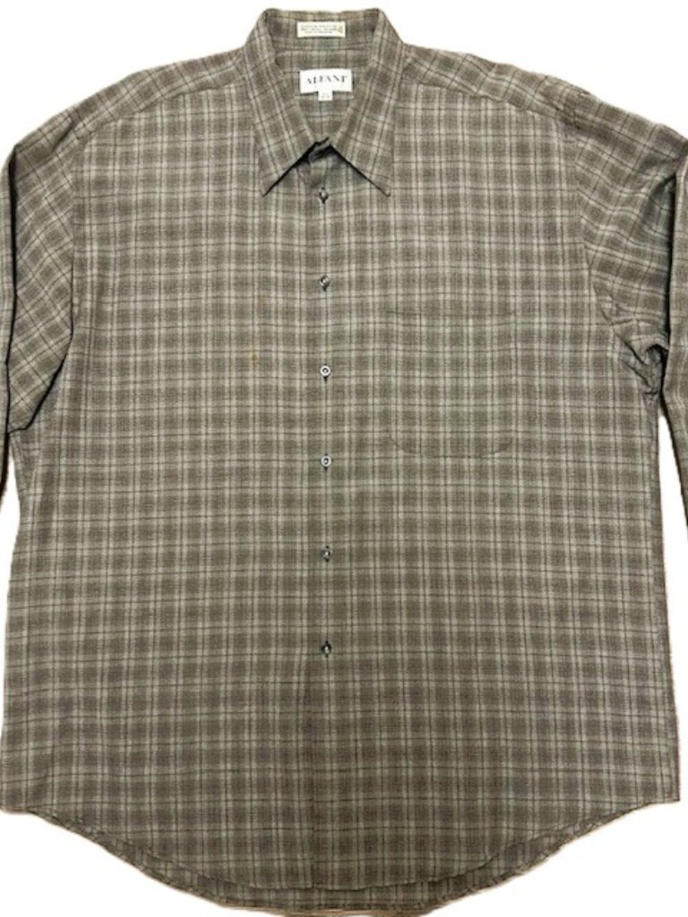 Alfani Mens Shirt 16.5 32 33 XL Plaid Gray Long Sleeves Button Down Pocket